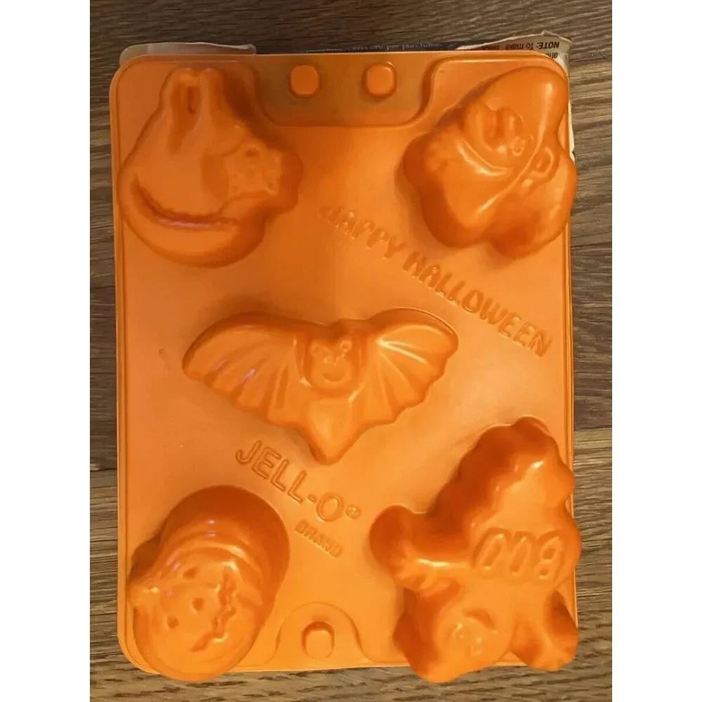 VTG HALLOWEEN JELL-O JIGGLERS Molds Jello Ice Tray Ghost Cat‎ Pumpkin Bat Witch